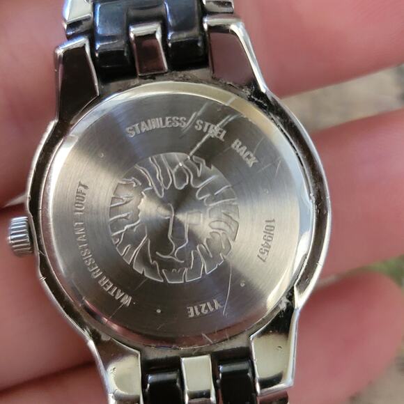 Vintage Watches Anne Klein Black Dial Crystal Bezel Watch Two-Tone Bracelet - Picture 4 of 10